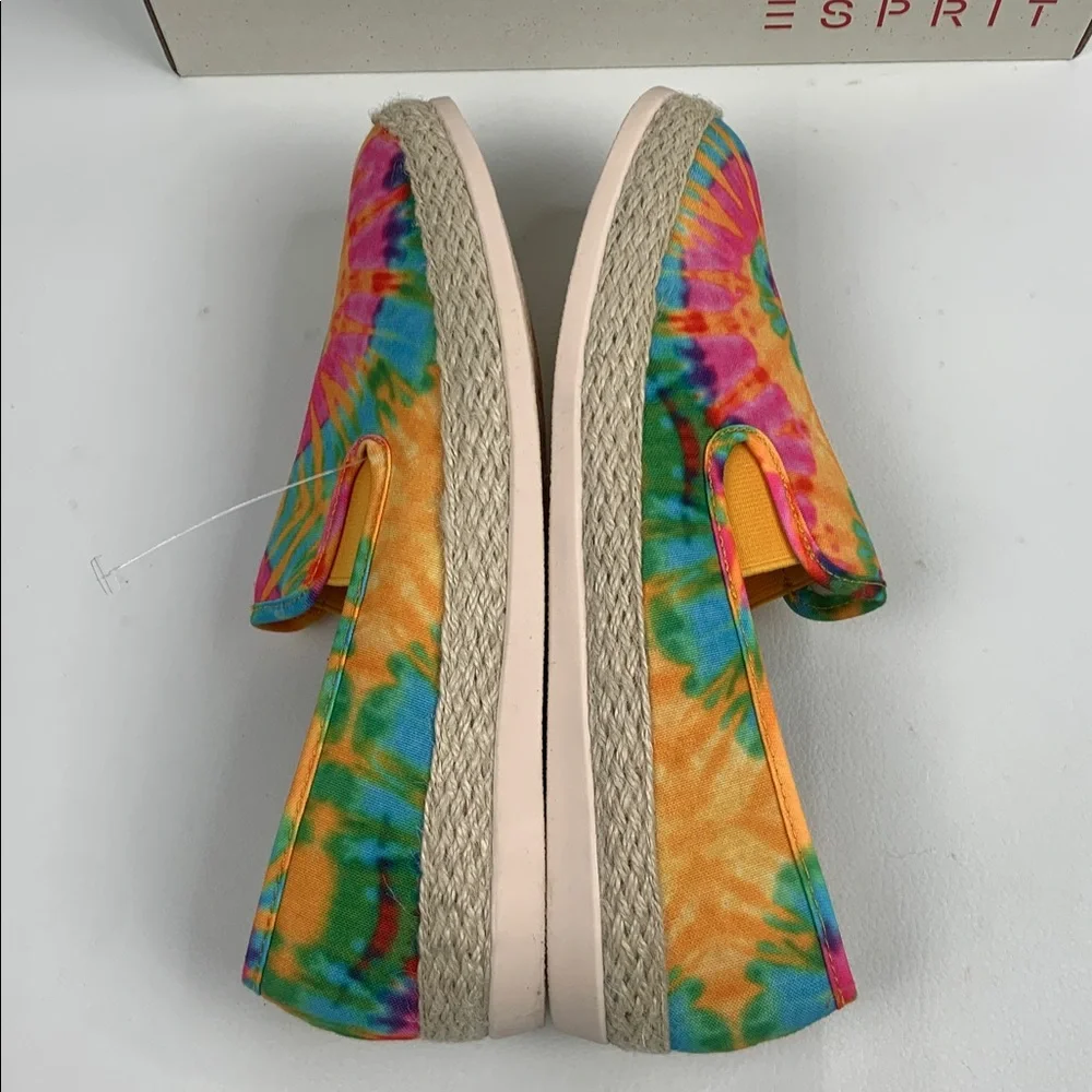 Esprit Erika Colorful Rainbow Tie-Dye Espadrilles shoes flats size 7.5 NEW NWT